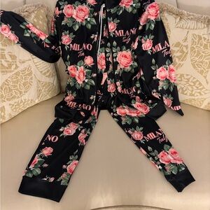 Floral Black and Pink Tracksuit